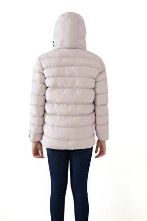 Kadın Kapüşonlu Polarlı Su Geçirmez Rüzgara Dayanıklı Şişme Mont & Kaban & Parka