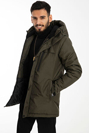 Erkek Polarlı Su Ve Rüzgar Geçirmez Kapüşonlu Kışlık Mont Kaban Parka