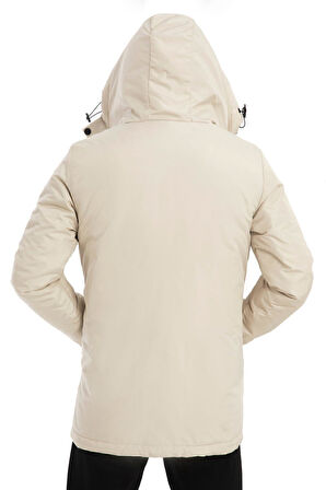 Erkek Polarlı Su Ve Rüzgar Geçirmez Kapüşonlu Kışlık Mont Kaban Parka