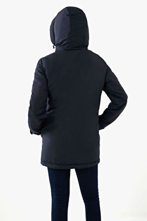 Kadın Polarlı Su Ve Rüzgar Geçirmez Kapüşonlu Kışlık Mont Kaban Parka