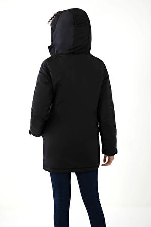 Kadın Polarlı Su Ve Rüzgar Geçirmez Kapüşonlu Kışlık Mont Kaban Parka