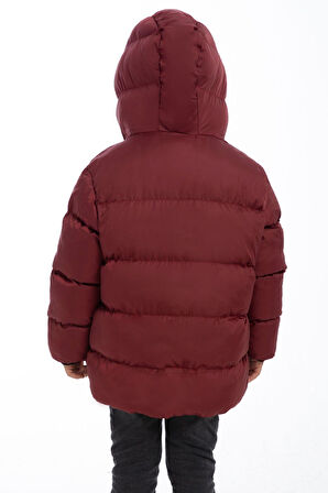 Erkek Çocuk Polarlı Kapüşonlu Su Geçirmez Rüzgara Dayanıklı Şişme Kışlık Mont & Kaban