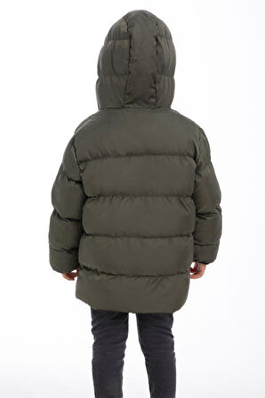 Erkek Çocuk Polarlı Kapüşonlu Su Geçirmez Rüzgara Dayanıklı Şişme Kışlık Mont & Kaban