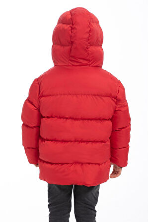 Erkek Çocuk Polarlı Kapüşonlu Su Geçirmez Rüzgara Dayanıklı Şişme Kışlık Mont & Kaban