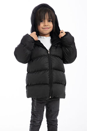 Erkek Çocuk Polarlı Kapüşonlu Su Geçirmez Rüzgara Dayanıklı Şişme Kışlık Mont & Kaban