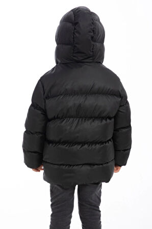 Erkek Çocuk Polarlı Kapüşonlu Su Geçirmez Rüzgara Dayanıklı Şişme Kışlık Mont & Kaban