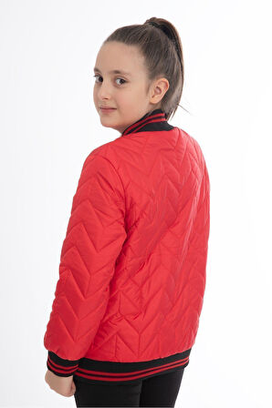 Kız ÇocukKolej Yaka Astarlı Su ve Rüzgar Geçirmez Fermuarlı Cep Mont Ceket