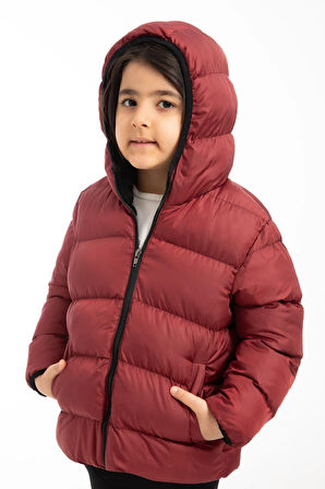 Kız Çocuk Polarlı Kapüşonlu Su Geçirmez Rüzgara Dayanıklı Şişme Kışlık Mont & Kaban