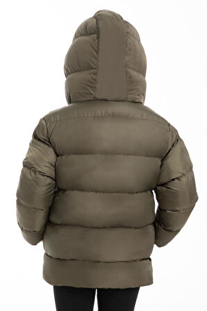 Kız Çocuk Polarlı Kapüşonlu Su Geçirmez Rüzgara Dayanıklı Şişme Kışlık Mont & Kaban