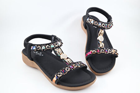 GUJA 25y150-11 Ortopedik Siyah Kadın Sandalet