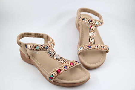 GUJA 25y150-11 Ortopedik Bej Kadın Sandalet