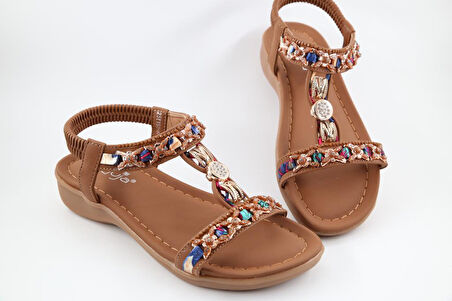 GUJA 25y150-11 Ortopedik Camel Kadın Sandalet