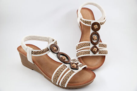 GUJA 25y145-4 Ortopedik Beyaz Kadın Sandalet