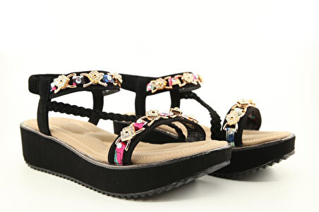 GUJA 25y121-4 Ortopedik Siyah Kadın Sandalet