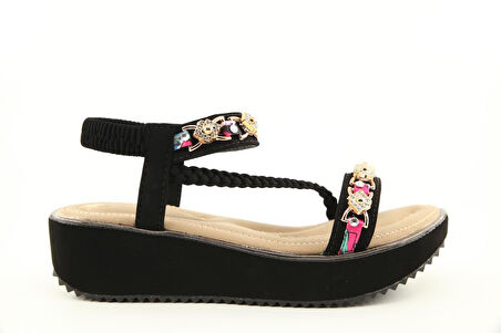 GUJA 25y121-4 Ortopedik Siyah Kadın Sandalet