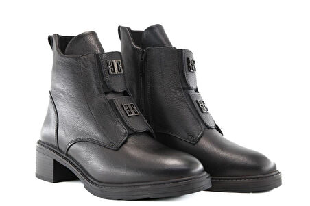 CASTLE BLACK 11032 Hakiki Deri Siyah Kadın Bot