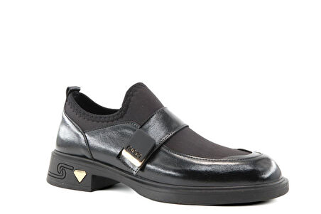Miss Park Moda 208 k4065 Loafer Siyah Rugan Kadın Günlük Ayakkabı