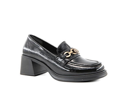 Miss Park Moda 386 k1464 Loafer Siyah Rugan Kadın Günlük Ayakkabı