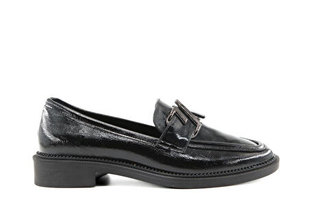 Miss Park Moda 386 k910 Loafer Siyah Rugan Kadın Günlük Ayakkabı
