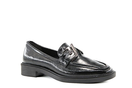 Miss Park Moda 386 k910 Loafer Siyah Rugan Kadın Günlük Ayakkabı