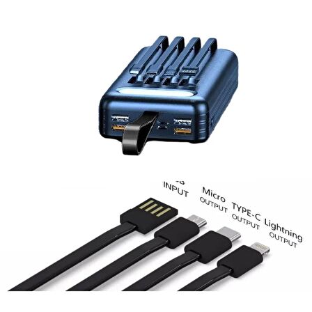  50000 mAh Powerbank Led Aydınlatma iPhone Type-C Micro Usb Çıkış Taşınabilir Şarj Kamp İçin 50.000 Mah.