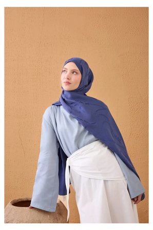 Naia Pamuk İpek Şal Halat Saks Mavisi