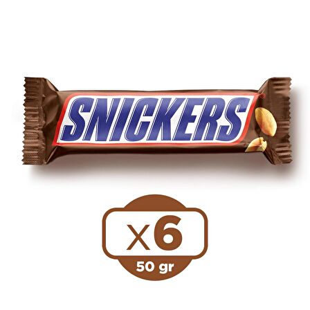 Snickers 50 gr Yer Fıstıklı Çikolata 6 lı