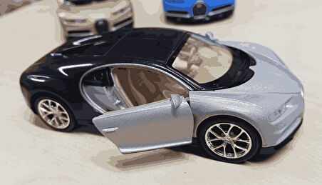 Oyuncak Metal Model Araba 1/36 Çek Bırak Bugatti Chiron Gri