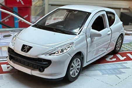 Oyuncak Metal Model Araba 1/36 Çek Bırak Peugeot 207 Beyaz