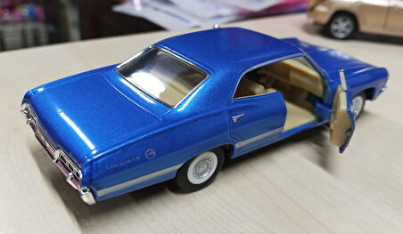 Kinsmart Oyuncak Metal Model Araba 1/36 Çek Bırak 1967 Mavi Chevrolet İmpala 