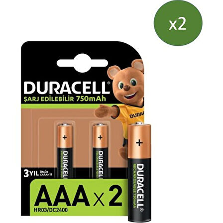 Duracell Şarj Edilebilir AAA 750 mAh Piller 4'lü