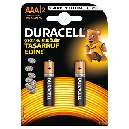Duracell 2'li Alkaline AAA Pil 1,5 V
