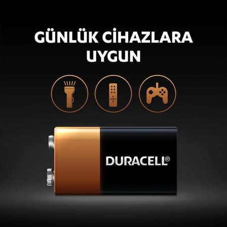 Duracell 9V Alkalin Pil (6LR61/MN1604)