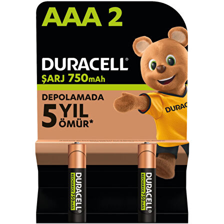 Duracell AAA Şarj Edilebilir İnce Kalem Pil 750Mah 1.2V 2'li Paket (HR03 / DC2400)