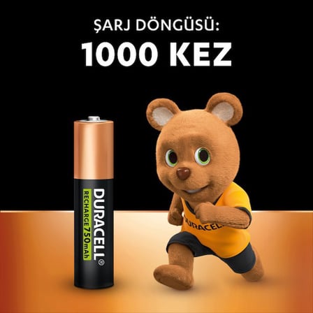 DURACELL ŞARJ EDİLEBİLİR AAA İnce Kalem Pil (6'lı Paket) – 750 mAh