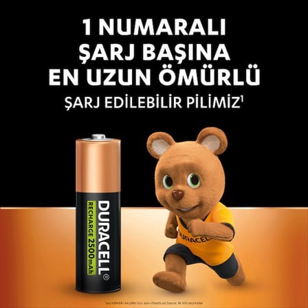DURACELL ŞARJ EDİLEBİLİR AA Kalem Pil (6'lı Paket) – 2500 mAh