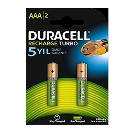 Duracell Şarj Edilebilir İnce Kalem Pil AAA 900 mAh 2' li