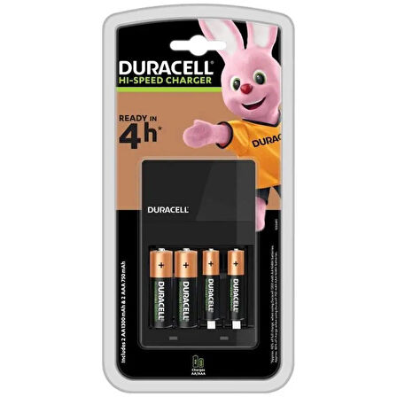 Duracell CEF14 Yüksek Hızlı Pil Şarj Cihazı, 4 saat (1 adet) + Şarj Edilebilir AA ve AAA Pil (2'şer adet)