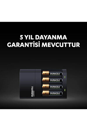 Duracell CEF14 Yüksek Hızlı Pil Şarj Cihazı, 4 saat (1 adet) + Şarj Edilebilir AA ve AAA Pil (2'şer adet)