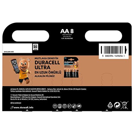 Duracell Basic Kalem Pil 8' li AA