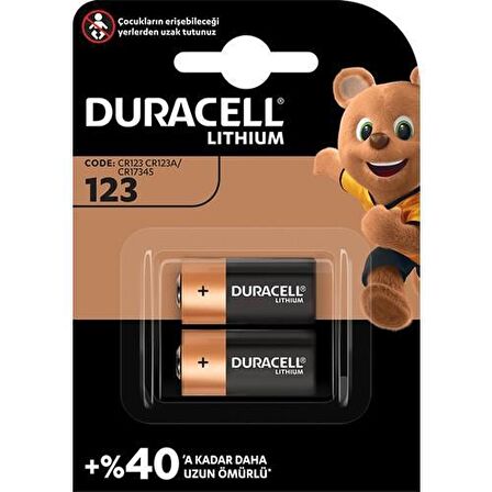 Duracell CR123A 3V Lityum Pil 2'li