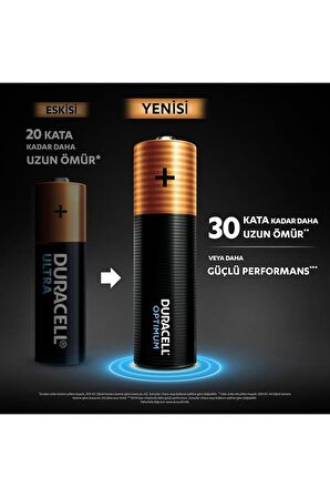 Duracell Optimum AA Alkalin Pil, 1,5 V LR6 MN1500, 24'lü paket ve Led Işık