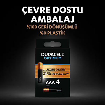 Duracell Optimum AAA Alkalin Pil, 1,5 V LR03 MN2400, 16’li paket