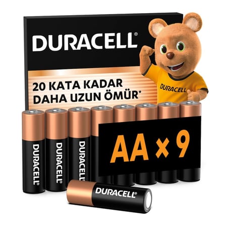 DURACELL BASIC AA Alkalin Kalem Pil (9'lu Paket) - 1,5V