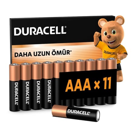 DURACELL BASIC AAA İnce Alkalin Kalem Pil (11'li Paket) – 1,5V