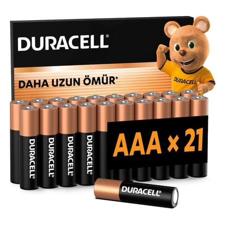Duracell Basic Aaa İ̇Nce Alkalin Kalem Pil (21'Li Paket) – 1,5V