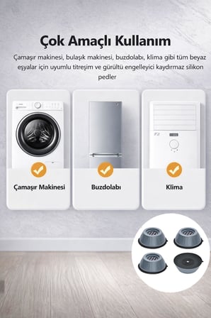 16'lı Beyaz Beyaz Eşya Altlığı Titreşim Önleyici Yükseltici Ayak Çamaşır Makinesi Pedi 7 cm