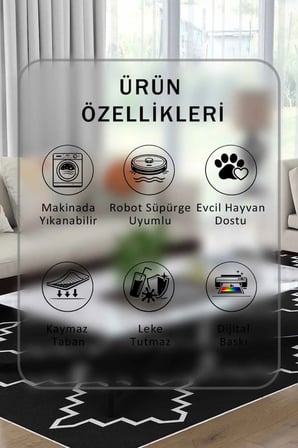 Yıkanabilir Kaymaz Taban Dijital Baskılı Halı ve Yolluk – Leke Tutmaz Salon & Mutfak Halısı
