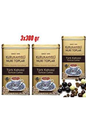 Nuri Toplar 3x300 gr Teneke Kutuda Geleneksel Türk Kahvesi 900 gram