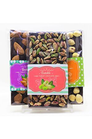 Dark Brown 6 Adet Karışık Çerezli Tablet Çikolata 3 Bitter 3 Sütlü